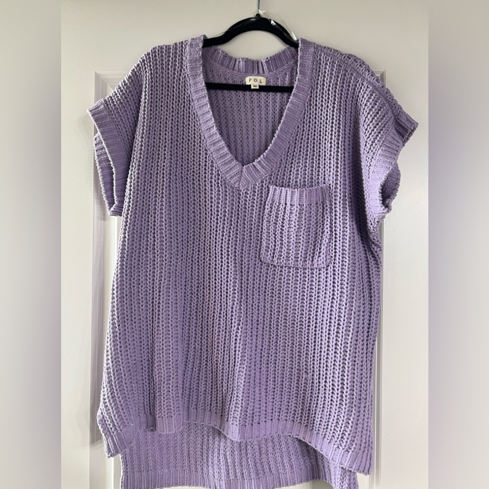 Short Sleeve Chenille Sweater
